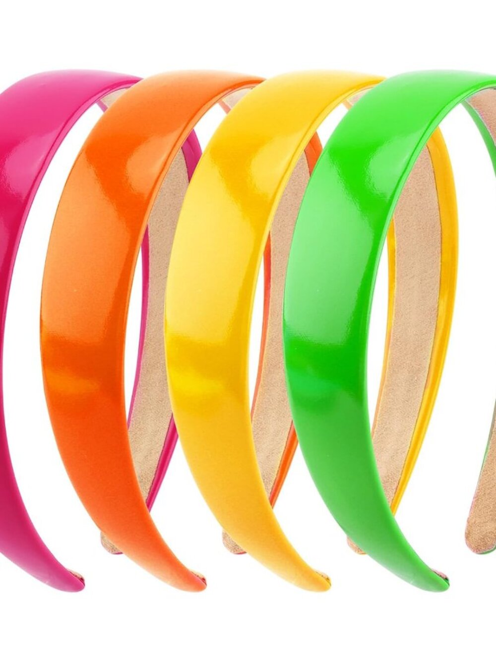 4PCS PU Neon Headbands for Women – Wide Retro Hair Bands
